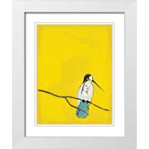 Yellow Bird White Modern Wood Framed Art Print with Double Matting by Grey, Jace