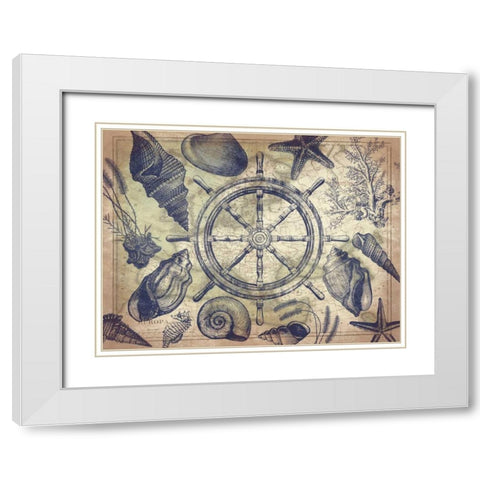 Nautical map White Modern Wood Framed Art Print with Double Matting by Grey, Jace