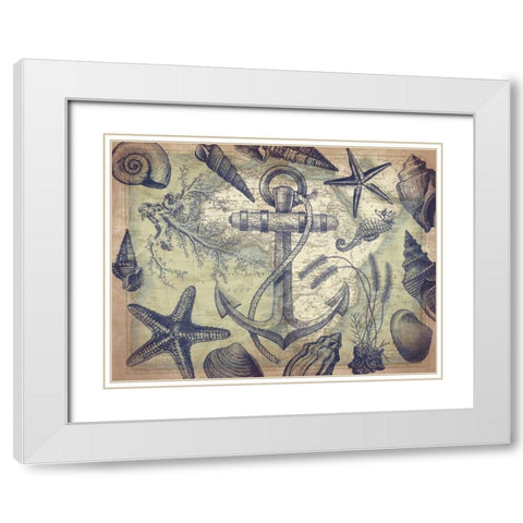 Nautical map mate White Modern Wood Framed Art Print with Double Matting by Grey, Jace