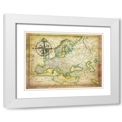 Tropical map White Modern Wood Framed Art Print with Double Matting by Grey, Jace