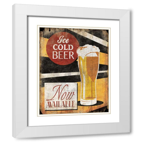 Ice Cold Beer White Modern Wood Framed Art Print with Double Matting by Grey, Jace
