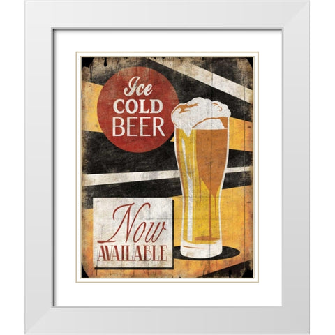 Ice Cold Beer White Modern Wood Framed Art Print with Double Matting by Grey, Jace