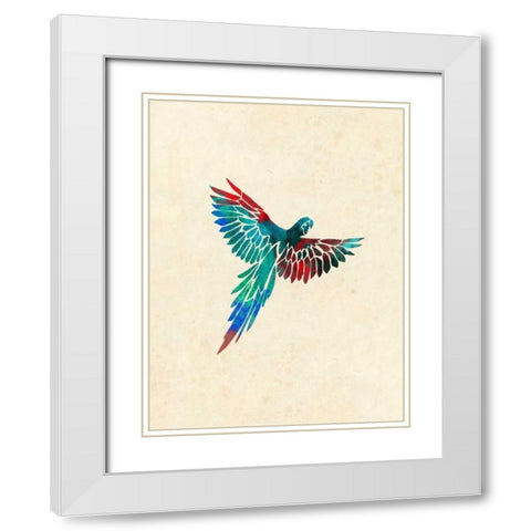 Tropical Parrot White Modern Wood Framed Art Print with Double Matting by Grey, Jace