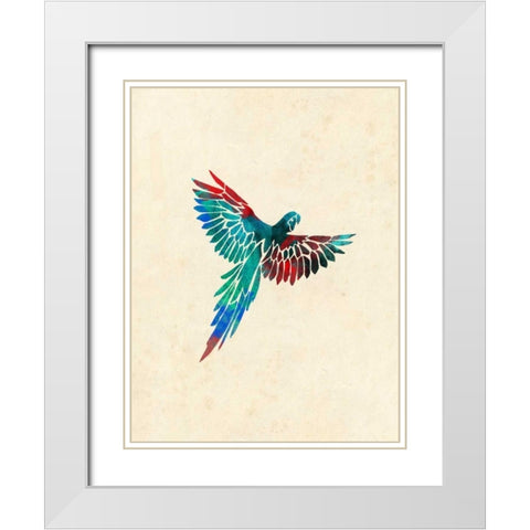 Tropical Parrot White Modern Wood Framed Art Print with Double Matting by Grey, Jace