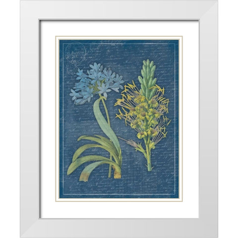 Blue print floral White Modern Wood Framed Art Print with Double Matting by Grey, Jace