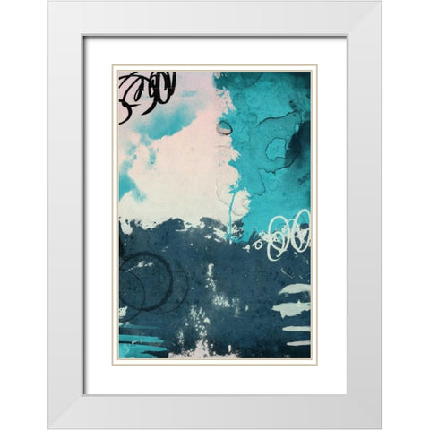 Blue abstract White Modern Wood Framed Art Print with Double Matting by Grey, Jace