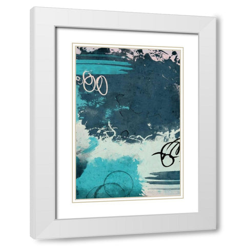 Blue abstract mate White Modern Wood Framed Art Print with Double Matting by Grey, Jace