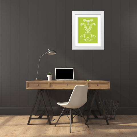 Lime pattern White Modern Wood Framed Art Print with Double Matting by Grey, Jace