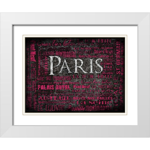 Paris Map Type 2 White Modern Wood Framed Art Print with Double Matting by Grey, Jace