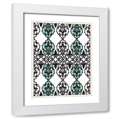 Teal pattern White Modern Wood Framed Art Print with Double Matting by Grey, Jace