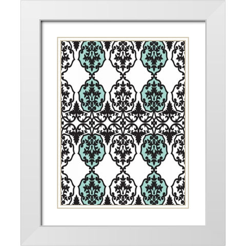 Teal pattern White Modern Wood Framed Art Print with Double Matting by Grey, Jace