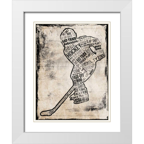 Hockey Type Black White Modern Wood Framed Art Print with Double Matting by Grey, Jace