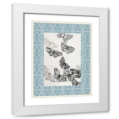 Butterfly border White Modern Wood Framed Art Print with Double Matting by Grey, Jace