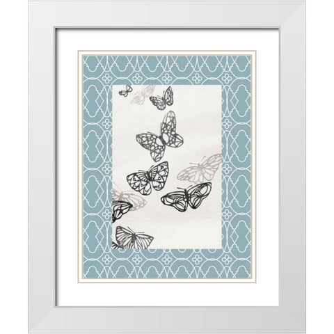 Butterfly border 2 White Modern Wood Framed Art Print with Double Matting by Grey, Jace