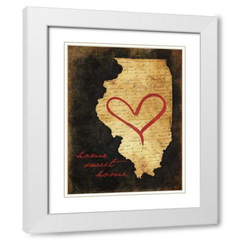 Home Sweet Home IL White Modern Wood Framed Art Print with Double Matting by Grey, Jace