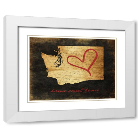 Home Sweet Home WA White Modern Wood Framed Art Print with Double Matting by Grey, Jace