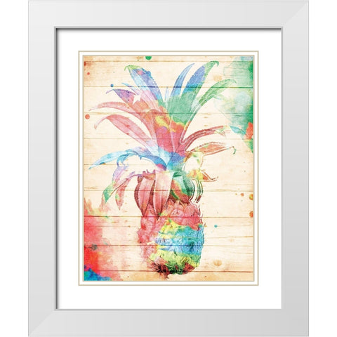 Colorful Pineapple White Modern Wood Framed Art Print with Double Matting by Grey, Jace