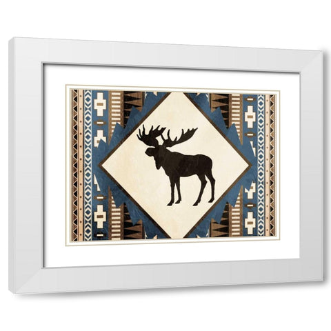 Moose Pattern Horizontal White Modern Wood Framed Art Print with Double Matting by Grey, Jace