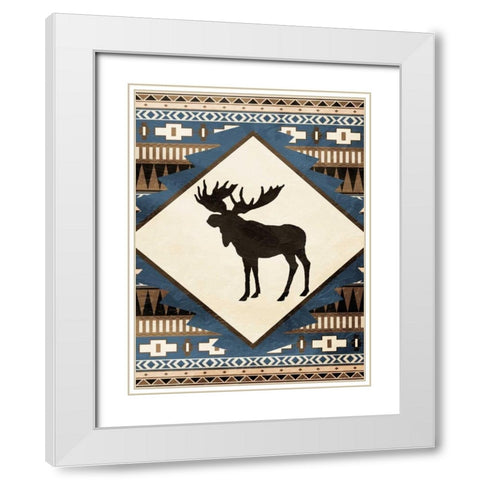 Moose Pattern White Modern Wood Framed Art Print with Double Matting by Grey, Jace