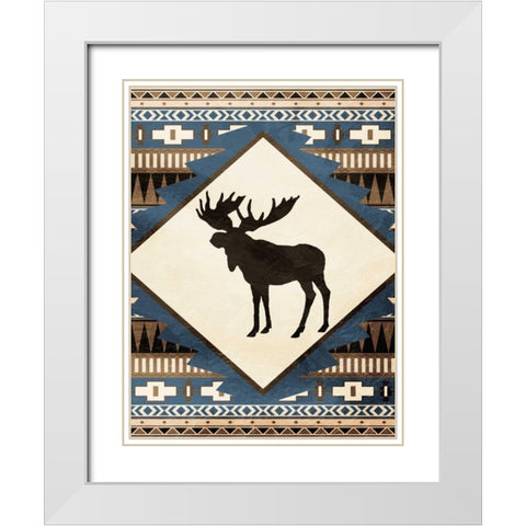 Moose Pattern White Modern Wood Framed Art Print with Double Matting by Grey, Jace