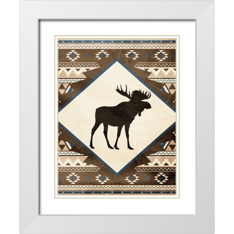 Moose Pattern Mate White Modern Wood Framed Art Print with Double Matting by Grey, Jace
