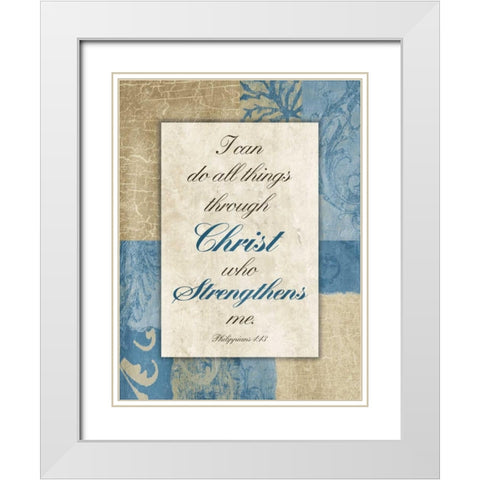 Christ Strength White Modern Wood Framed Art Print with Double Matting by Grey, Jace