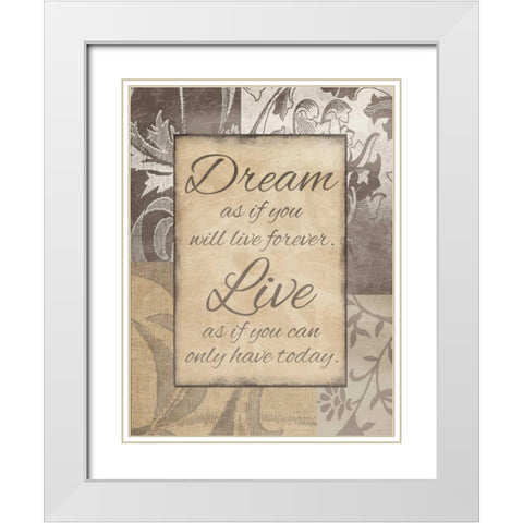 Dream Live White Modern Wood Framed Art Print with Double Matting by Grey, Jace