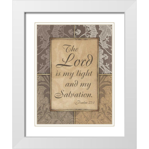 Lord Is My Light V2 White Modern Wood Framed Art Print with Double Matting by Grey, Jace