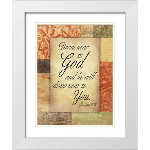 Draw God White Modern Wood Framed Art Print with Double Matting by Grey, Jace