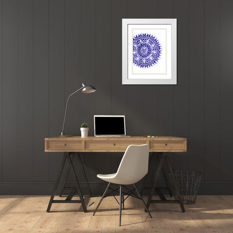 Indigo Coastal Pattern White Modern Wood Framed Art Print with Double Matting by Grey, Jace