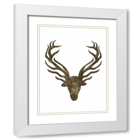 Aged Deer White Modern Wood Framed Art Print with Double Matting by Grey, Jace