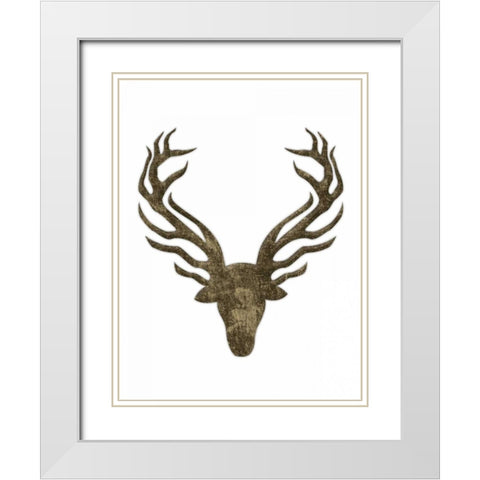 Aged Deer White Modern Wood Framed Art Print with Double Matting by Grey, Jace