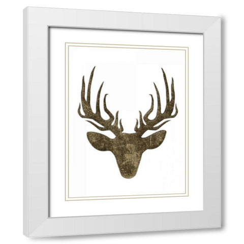 Aged Deer Mate White Modern Wood Framed Art Print with Double Matting by Grey, Jace