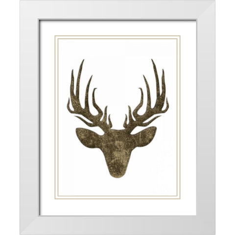 Aged Deer Mate White Modern Wood Framed Art Print with Double Matting by Grey, Jace