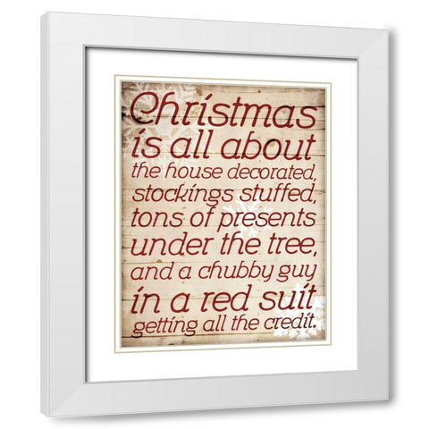 Christmas Is All About Type White Modern Wood Framed Art Print with Double Matting by Grey, Jace