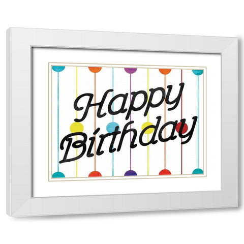 Happy Birthday Dots White Modern Wood Framed Art Print with Double Matting by Grey, Jace