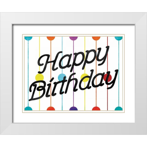 Happy Birthday Dots White Modern Wood Framed Art Print with Double Matting by Grey, Jace