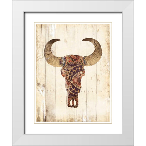 Patterned Skull White Modern Wood Framed Art Print with Double Matting by Grey, Jace