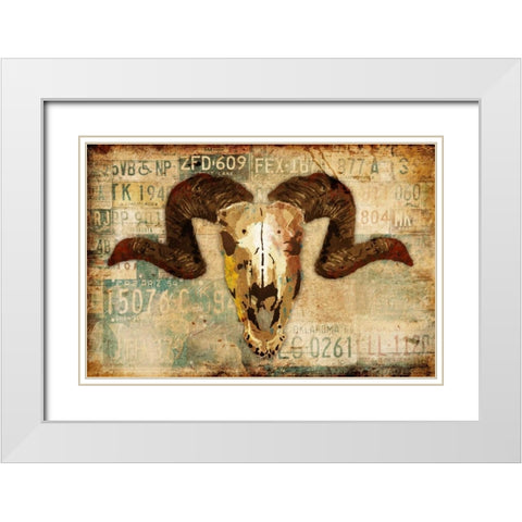 Vintage Skull White Modern Wood Framed Art Print with Double Matting by Grey, Jace