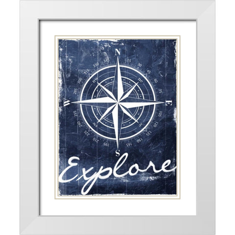 Explore Your Blue White Modern Wood Framed Art Print with Double Matting by Grey, Jace