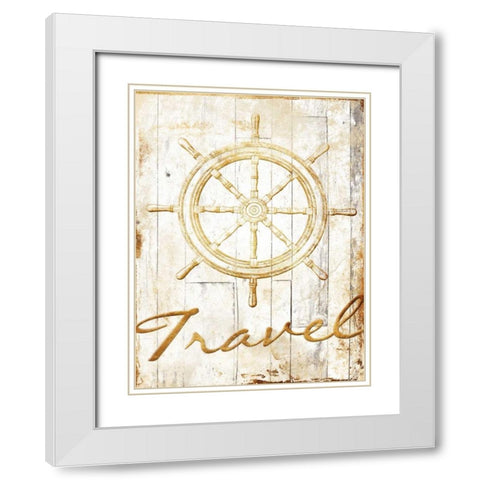 Travel To Your Gold White Modern Wood Framed Art Print with Double Matting by Grey, Jace
