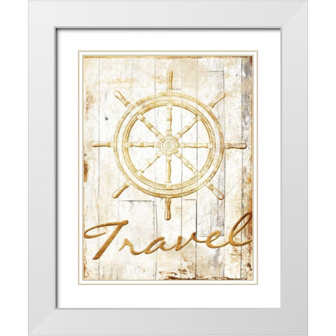 Travel To Your Gold White Modern Wood Framed Art Print with Double Matting by Grey, Jace