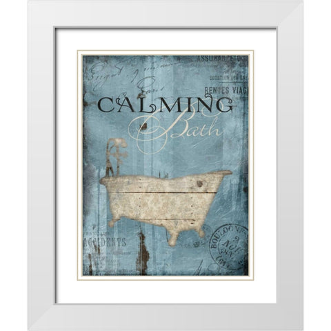 Calming Bath White Modern Wood Framed Art Print with Double Matting by Grey, Jace