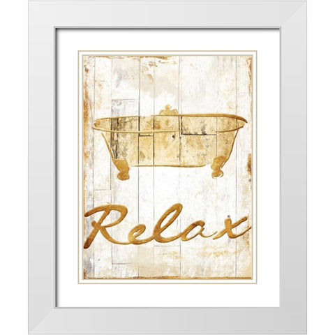 Gold Relax White Modern Wood Framed Art Print with Double Matting by Grey, Jace