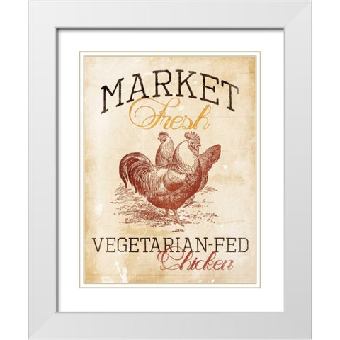 Vegetarian Fed Chicken White Modern Wood Framed Art Print with Double Matting by Grey, Jace