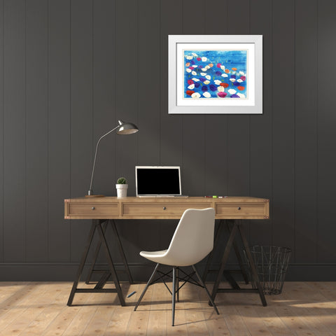 Patch Of Colors White Modern Wood Framed Art Print with Double Matting by Grey, Jace