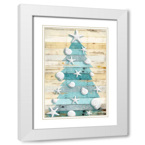 Coastal Christmas Tree White Modern Wood Framed Art Print with Double Matting by Grey, Jace