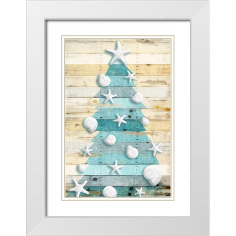 Coastal Christmas Tree White Modern Wood Framed Art Print with Double Matting by Grey, Jace