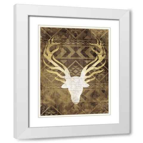 Deer In The Light White Modern Wood Framed Art Print with Double Matting by Grey, Jace