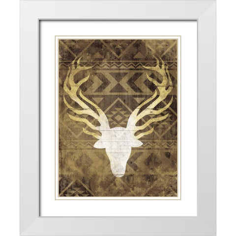 Deer In The Light White Modern Wood Framed Art Print with Double Matting by Grey, Jace